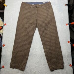 VTG Aviator Pants Men's Brown Striped Fine Cotton Retro Classic USA Made - 39X32